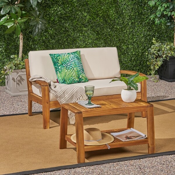 Grenada Acacia Loveseat Coffee Table Set by Christopher Knight Home