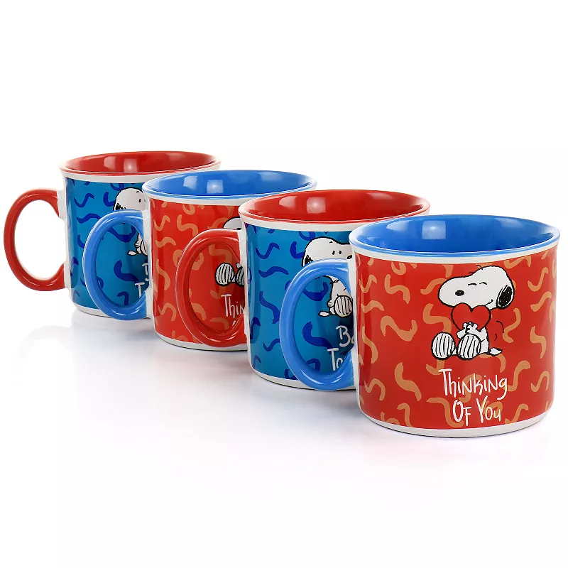 Gibson Peanuts Snoopy Songs 4 Piece 21oz Stoneware Mug Set in Assorted Designs