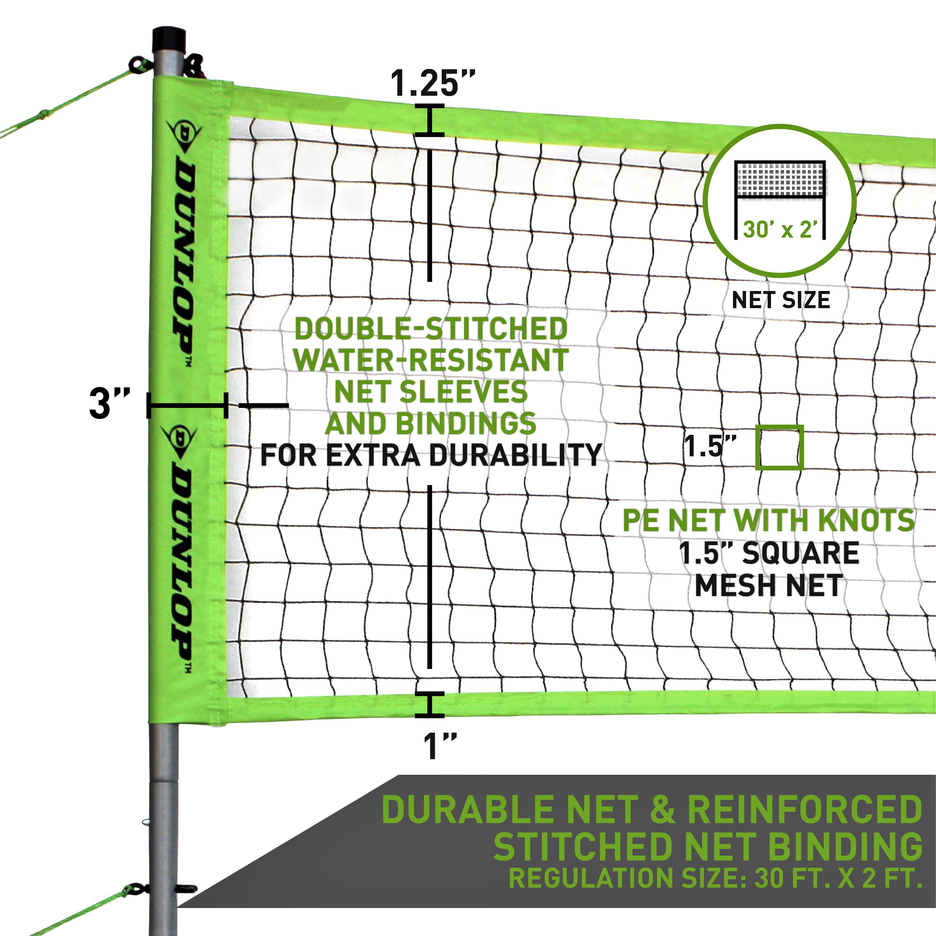 Dunlop Steel Pole Volleyball & Badminton Combo Set, Lawn Game, Green/Black