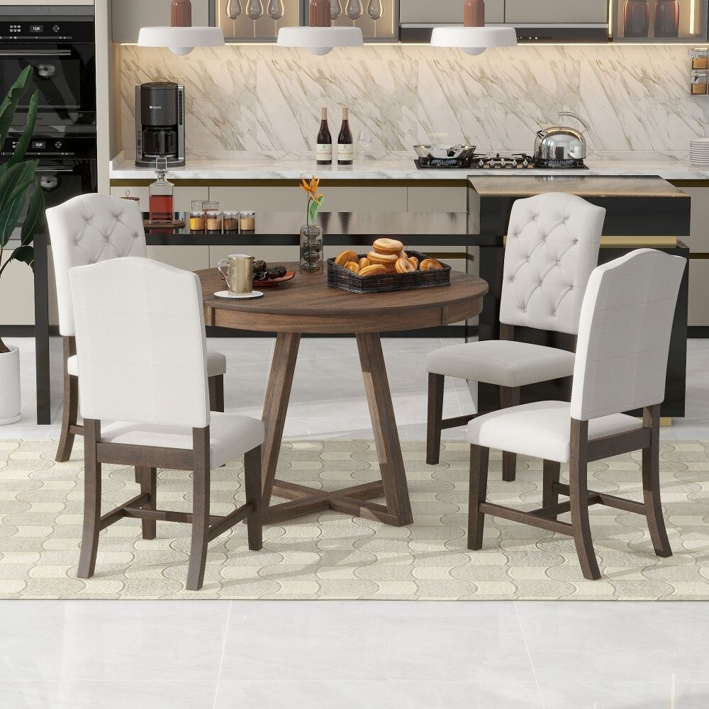 5 Piece Retro Functional Dining Set  Round Table with a 16\