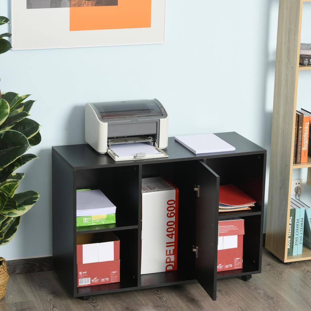 Vinsetto Black Particle Board Filing Cabinet Printer Stand with an Interior Cabinet 2-Shelves and Printers Scanner Area 924-014V80BK