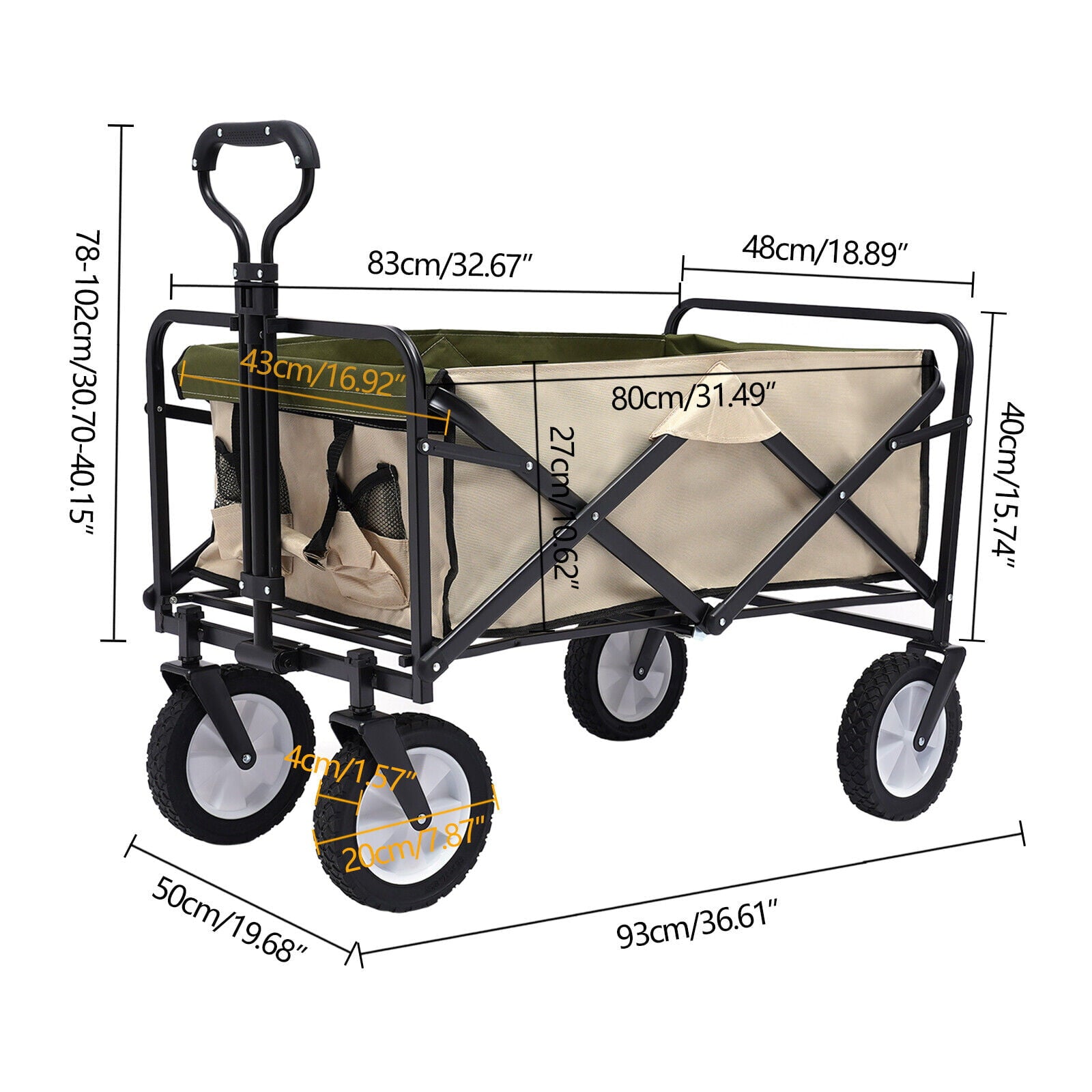 TOOL1SHOoo Folding Utility Wagon Cart 220 LBS