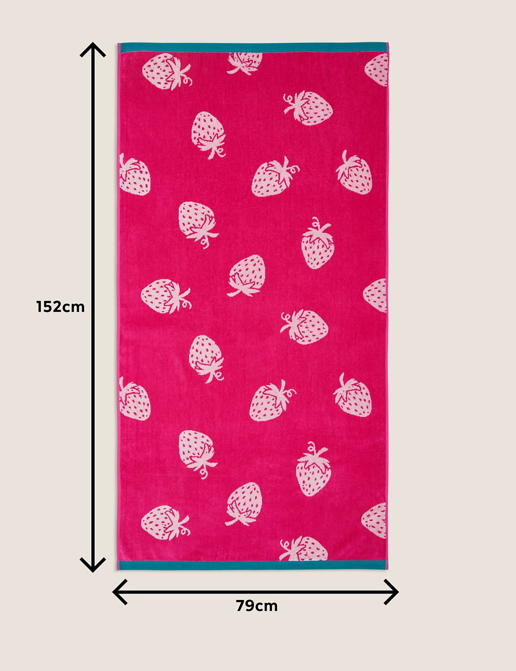 Pure Cotton Strawberry Print Beach Towel