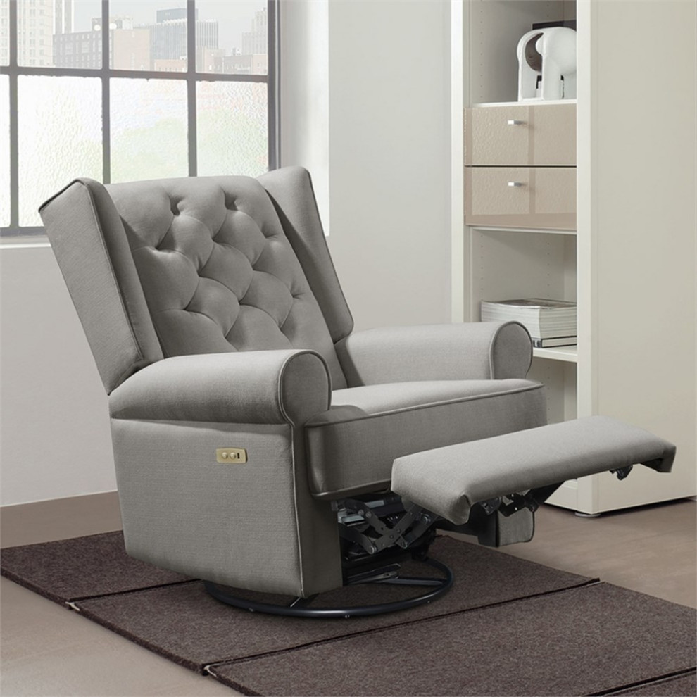 Westwood Design Amelia Traditional Fabric USB Glider and Recliner in Charcoal   Transitional   Recliner Chairs   by Homesquare  Houzz