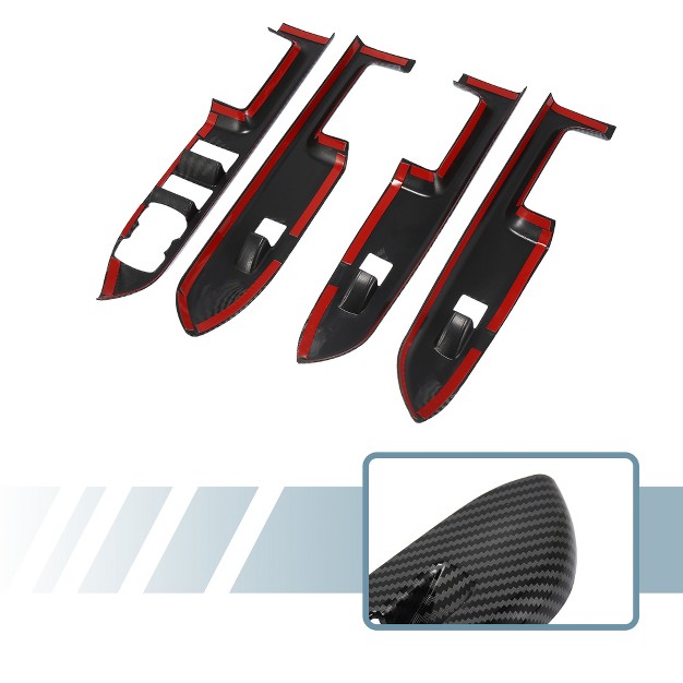 Unique Bargains Window Lift Switch Panel Frame Cover Trim For Ford Bronco Sport 2021 Black Carbon Fiber 4pcs