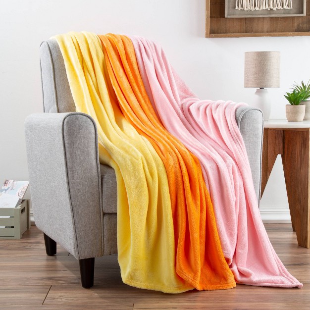 Fleece Throw Blanket Yellow orange Yorkshire Home