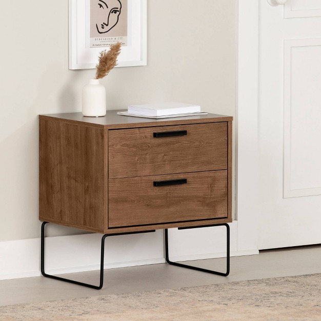 Vito End Table 2 Drawers Dark Wood South Shore