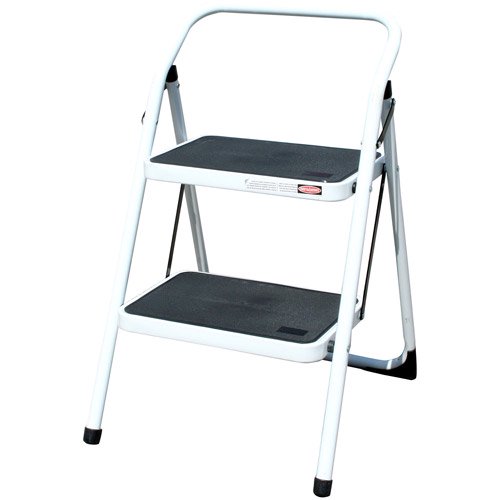 AmeriHome Black and White Two-Step Metal Utility Stool