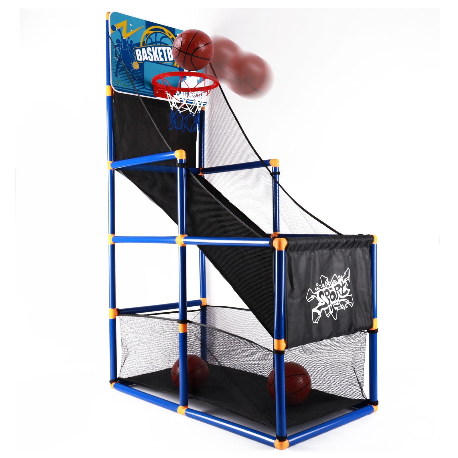 Vokodo Kids Home Basketball Court Shooting Game Includes 2 Balls Air Pump And Slide Ramp Great For Indoor Arcade Practice Improves Scoring Accuracy Sports Toys Active Play Gift For Children Boys Girls