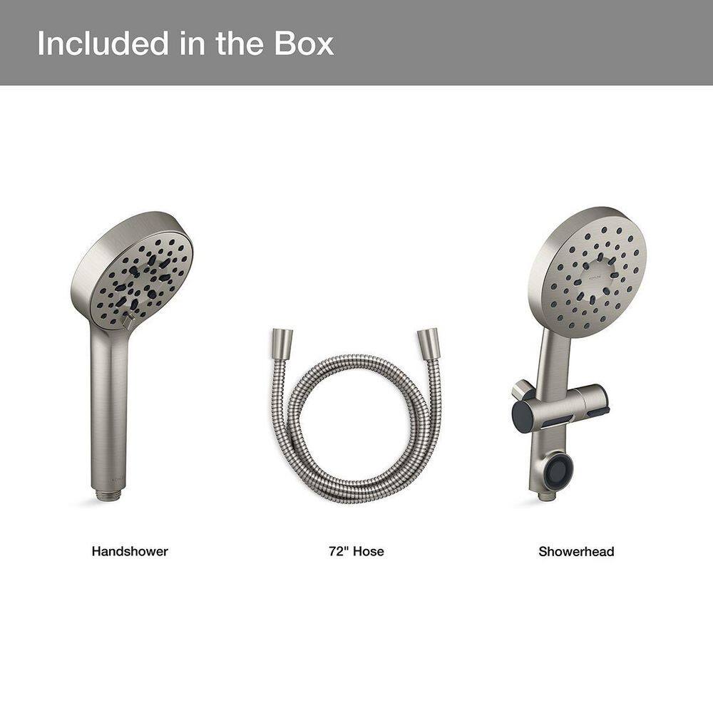 KOHLER Viron 4-Spray Patterns 6 in. Wall Mount Dual Showerhead and Handshower in Vibrant Brushed Nickel R26699-G-BN