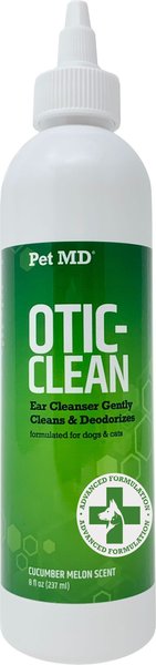 Pet MD Otic Clean Cucumber Melon Scent Dog and Cat Ear Cleanser， 8-oz bottle