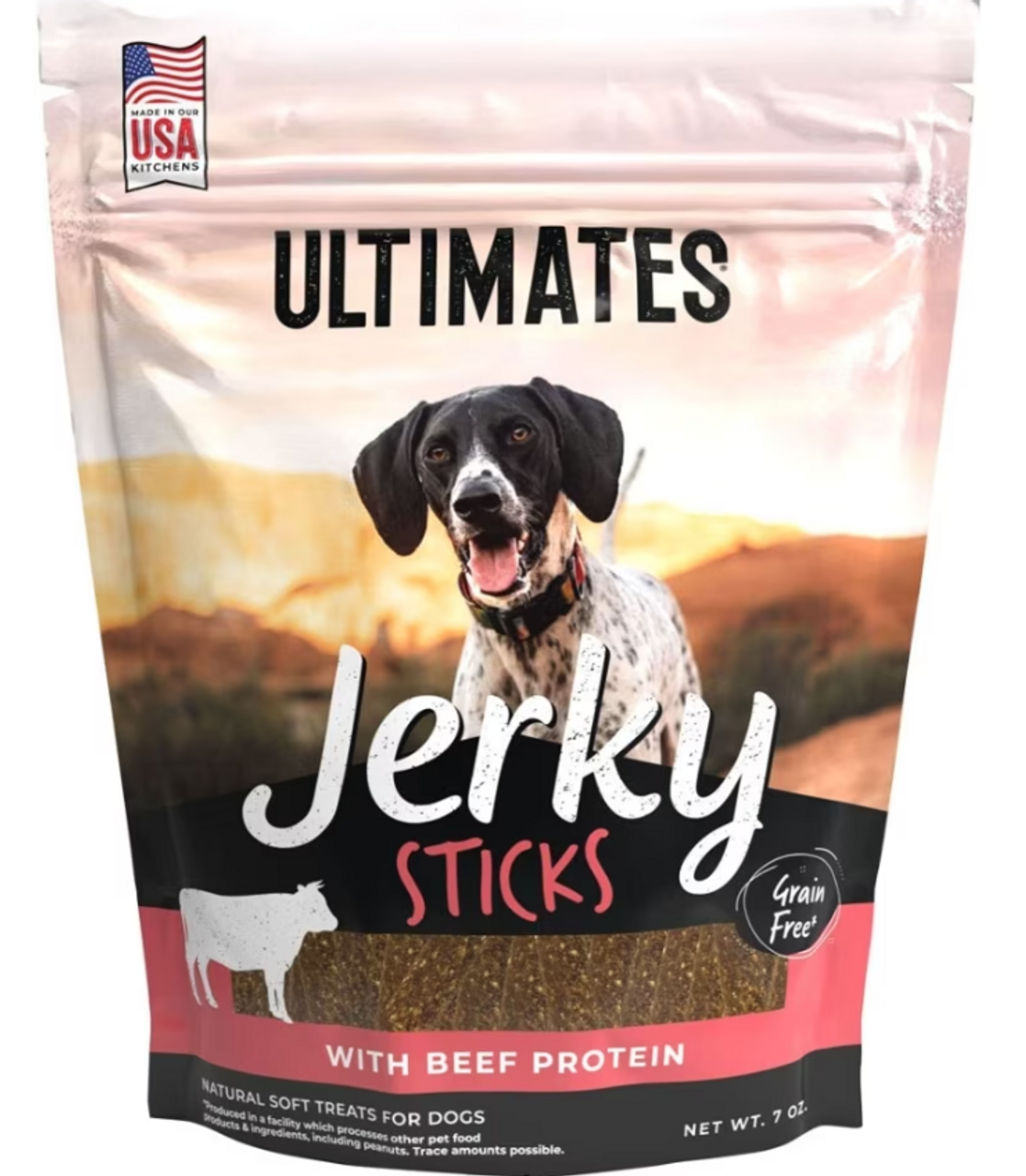 Ultimates Jerky Sticks Beef Dog Treats， 7oz