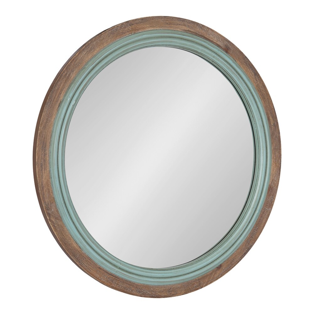 Kate and Laurel Palmer Wood Round Wall Mirror   26\