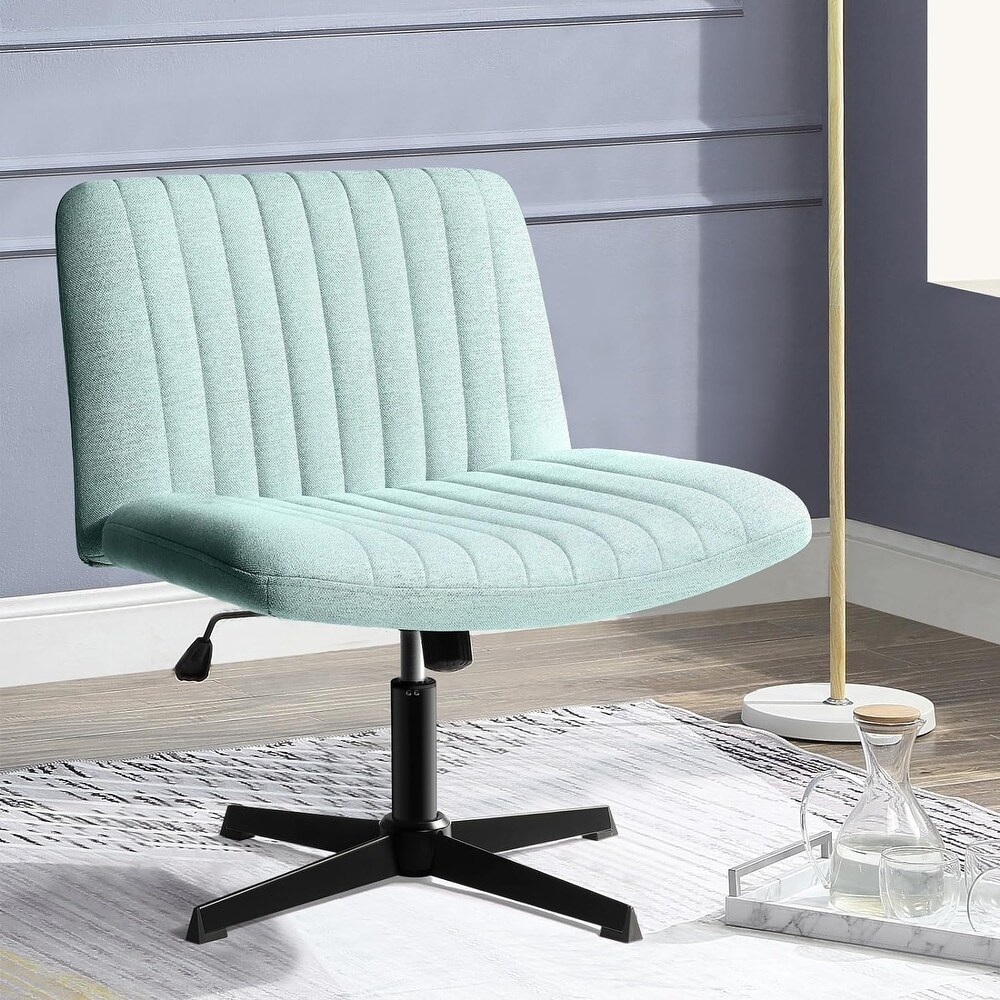 BOSSIN Armless Office Desk Chair No Wheels Fabric Padded Modern Swivel Vanity Chair