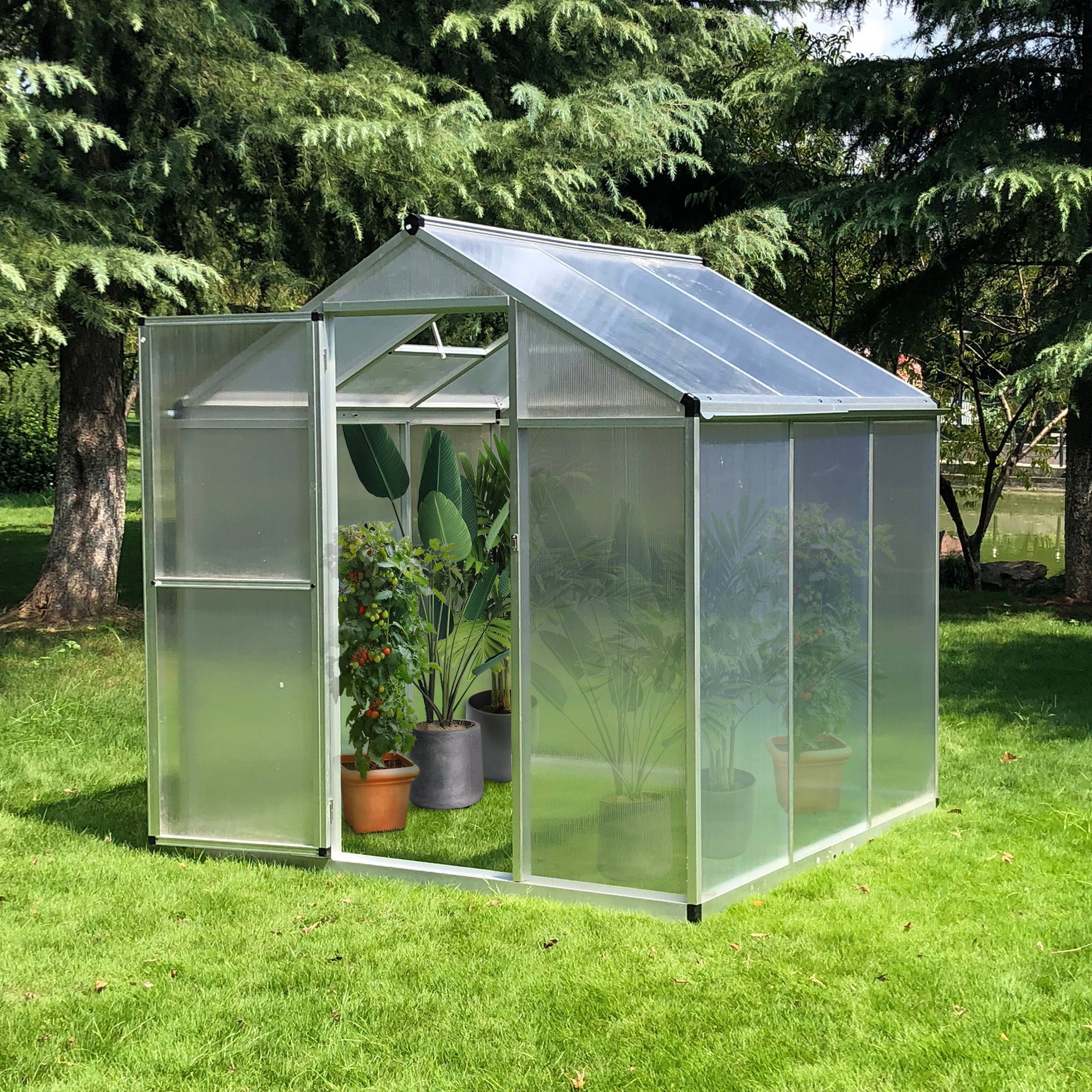 Outsunny 6' x 6' Portable Outdoor Walk-In Garden Greenhouse w/ Roof Vent