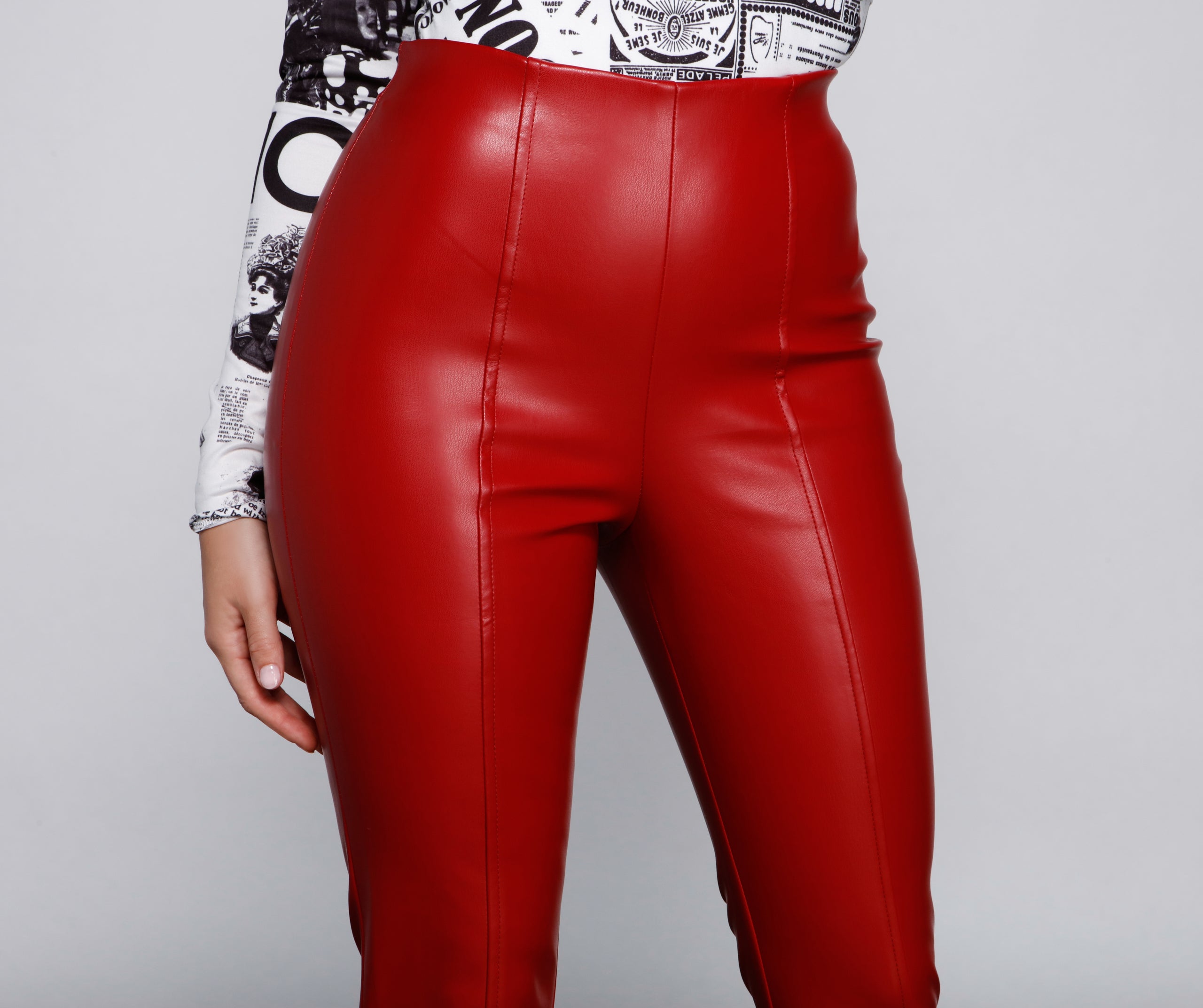 High Waist Faux Leather Tapered Leggings