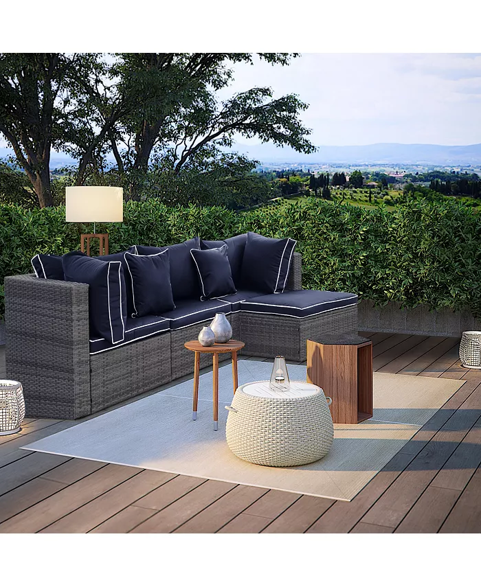 WestinTrends 4-Piece Outdoor Patio Sofa Sectional Set with Ottoman