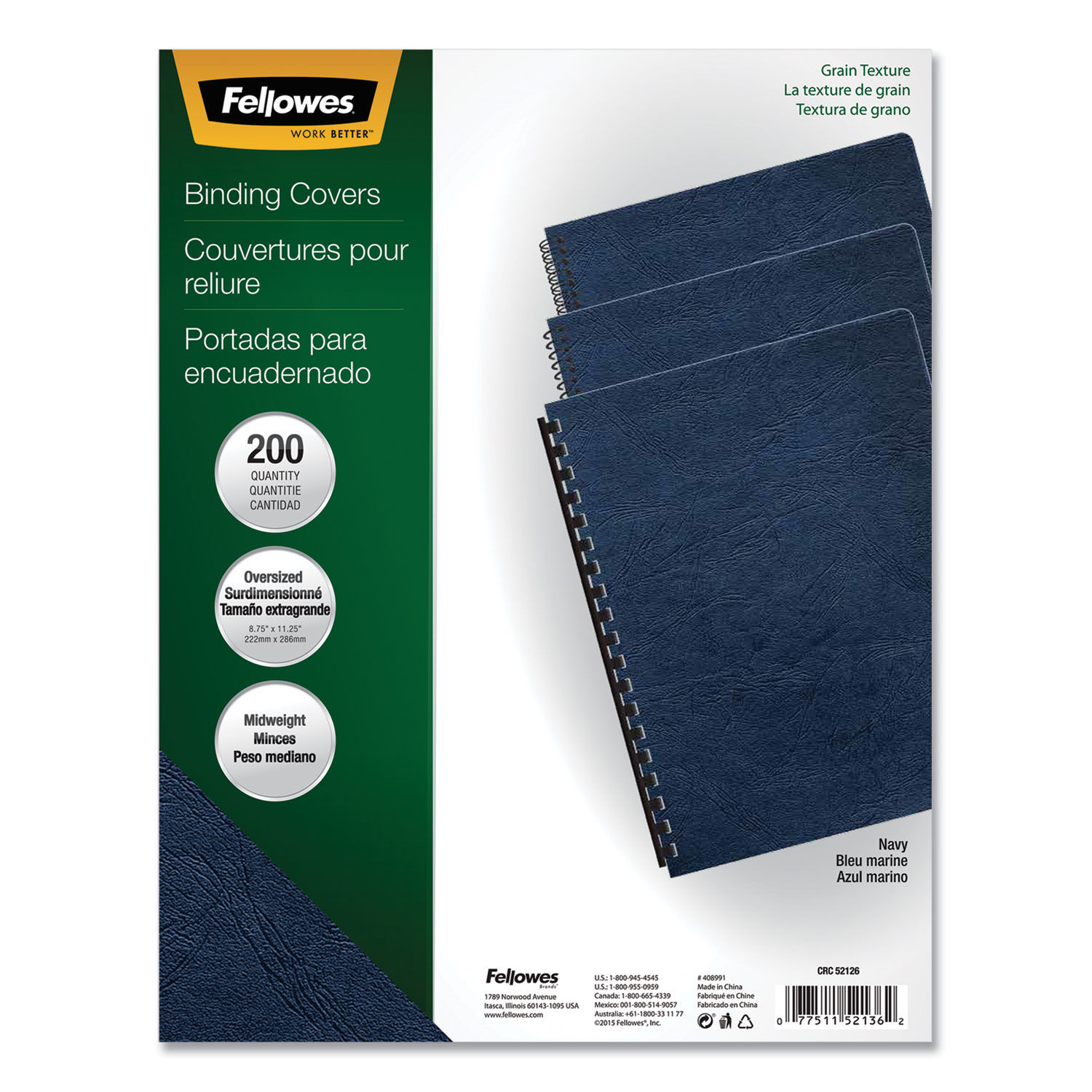 Expressions Classic Grain Texture Presentation Covers for Binding Systems by Fellowesandreg; FEL52136