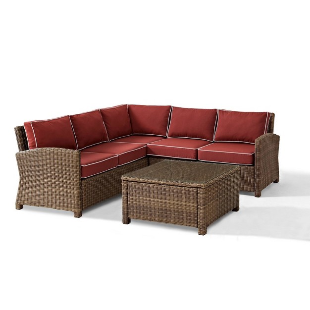 Crosley 4pc Bradenton Steel Outdoor Patio Sectional Sofa Furniture Set