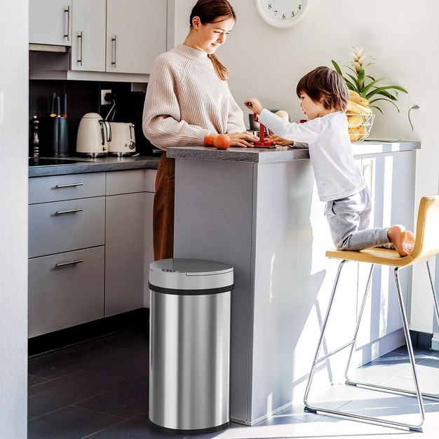 Itouchless Stainless Steel Sensor Trash Can W absorbx Odor Control 13 Gal Silver It13hx