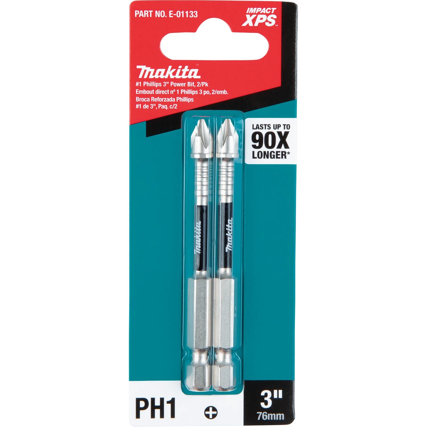 Makita Impact XPS Phillips #1 X 3 in. L Power Bit Steel 2 pk