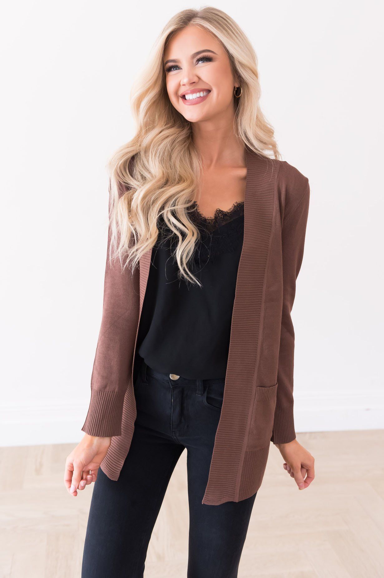 Long Distance Modest Pocket Cardigan