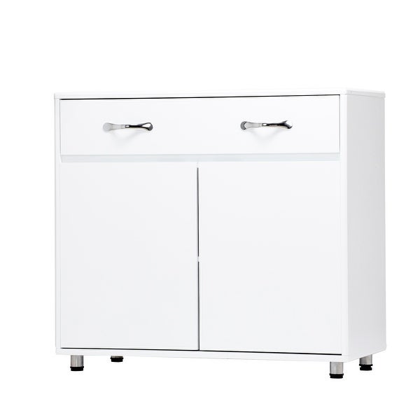 TiramisuBest Two door Side Table-White with storage