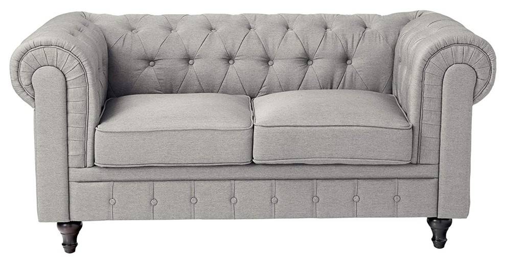 Traditional Elegant Loveseat  Rolled Arms  ampButton Tufting   Traditional   Loveseats   by Decor Love  Houzz