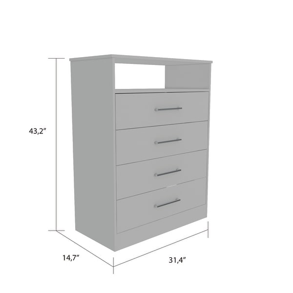 Simplicity 4-Drawer 1-Shelf Dresser， Modern Storage Cabinet， Superior Top， Storage Dressers Organizer for Living Room Bedroom - - 37828126