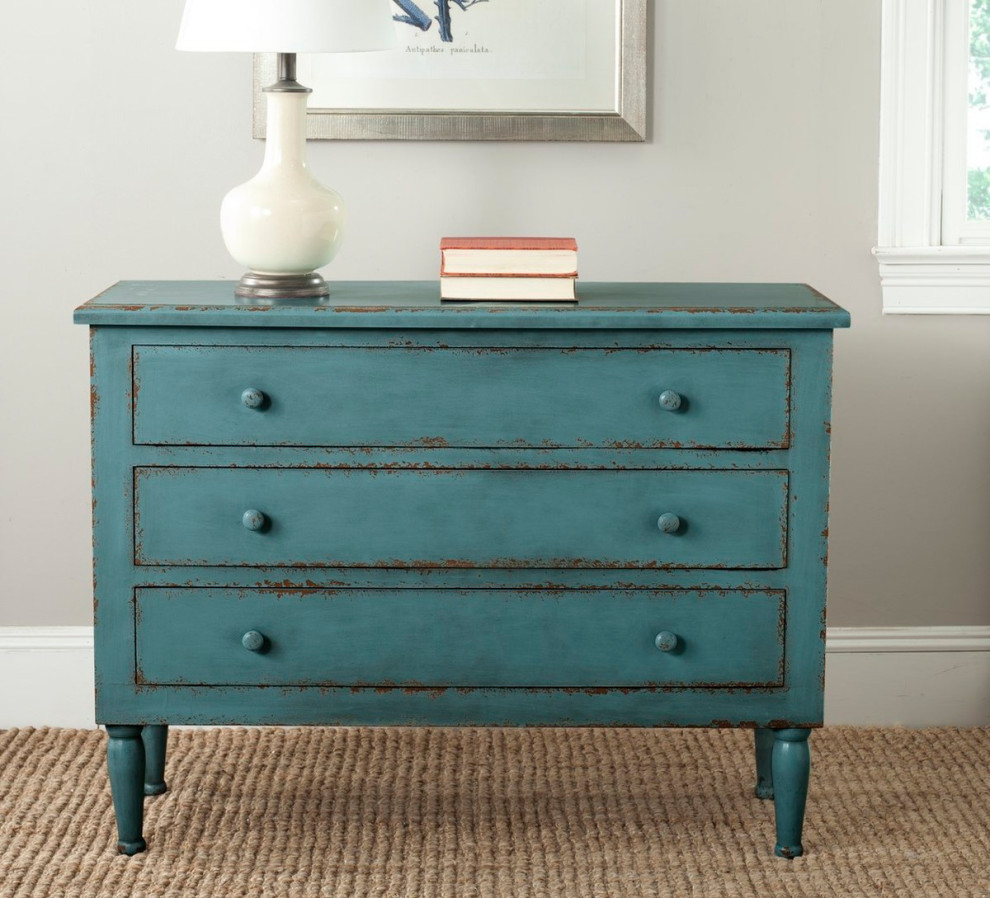 Beth Storage Chest  Distressed Blue   Farmhouse   Accent Chests And Cabinets   by Rustic Home Furniture Deco  Houzz