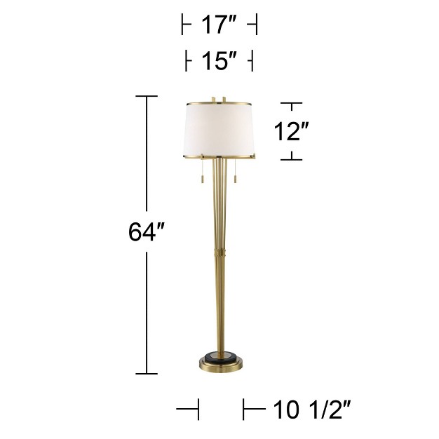 Tall Satin Brass Metal Trimmed Fabric Tapered Drum Shade For Living Room Bedroom Office House Home