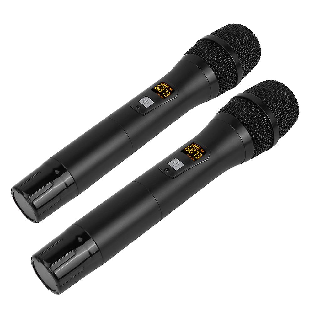 2pcs 25 Channels Black Metal Handheld Wireless Microphone With Mini Receiver(built-in Battery)