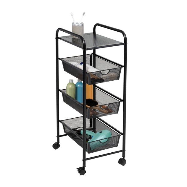 Honey can do 3 Drawer Rolling Cart Black