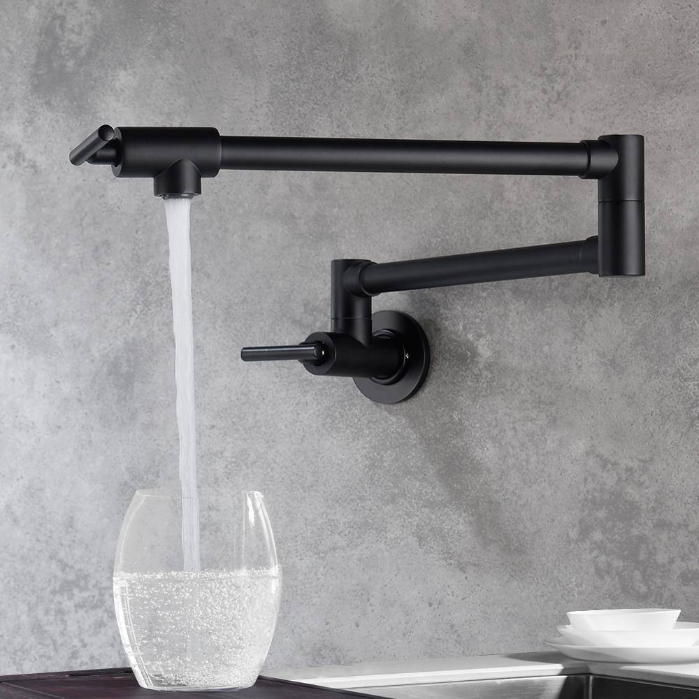 Zalerock Modern Wall Mount Pot Filler in Matte Black H01LTZD033