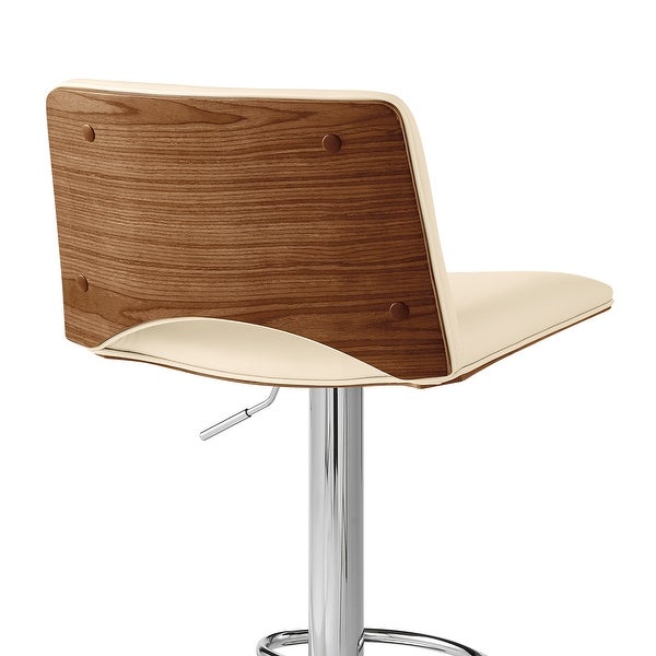 Thierry Adjustable Swivel Faux Leather and Metal Bar Stool