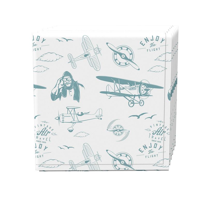 Napkin Set of 4， 100% Cotton， 20x20， Vintage Aviation