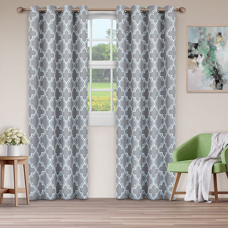 Superior Bohemian Trellis Set of 2 Printed Blackout Grommet Window Curtain Panels