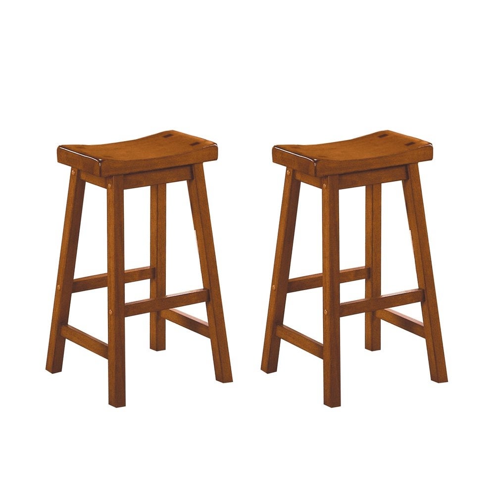 Gering Wood Saddle Seat Pub Height Barstool (Set of 2)， 29