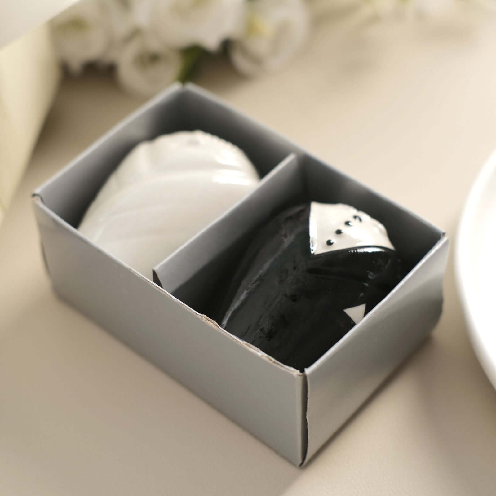 Bride/Groom Ceramic Salt And Pepper Shaker Party Favors Set, Wedding Favors in Pre-Packed Gift Box 2.5