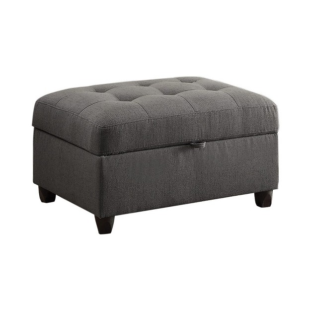 Simple Relax Tufted Fabric Upholstered Storage Ottoman In Gray