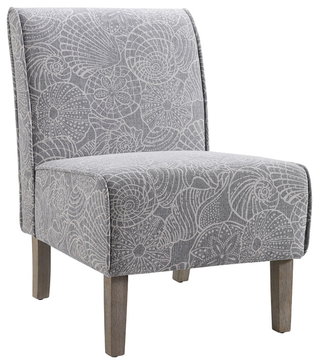 Riverbay Furniture Upholstered Wood Slipper Chair in Stone Gray   Beach Style   Armchairs And Accent Chairs   by Homesquare  Houzz