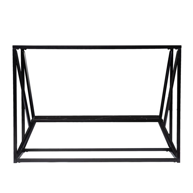 Finsfil Long Glass top Console Table Black Aiden Lane