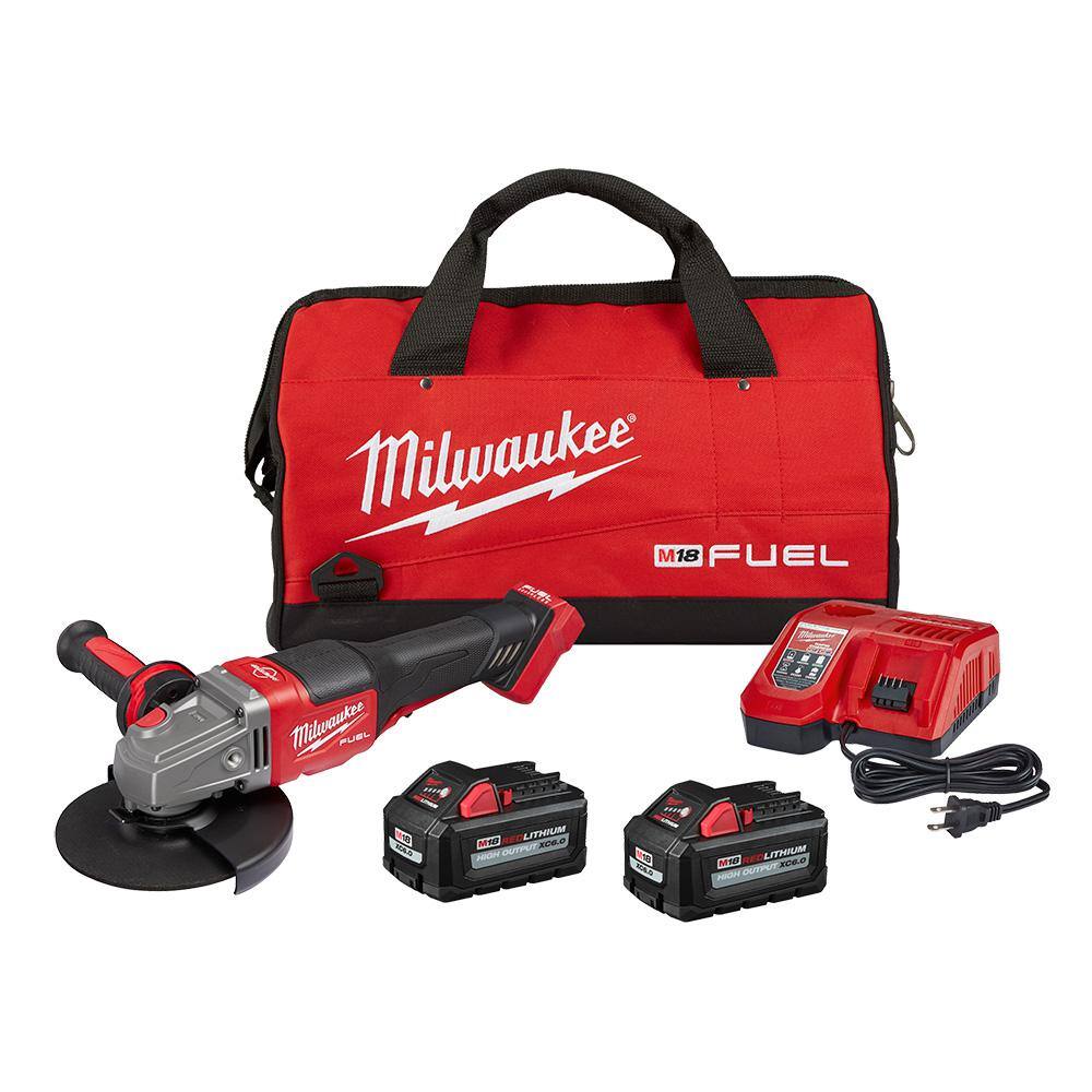 MW M18 FUEL 18V Lithium-Ion Brushless Cordless 4-12 in.6 in. Grinder with Paddle Switch Kit and Two 6.0 Ah Battery 2980-22