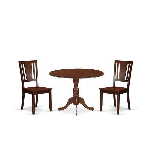 3 Piece Mid Century Dining Set - 1 Dining Table and 2 Dining Chair - Mahogany Finish (Seat's Type Options)