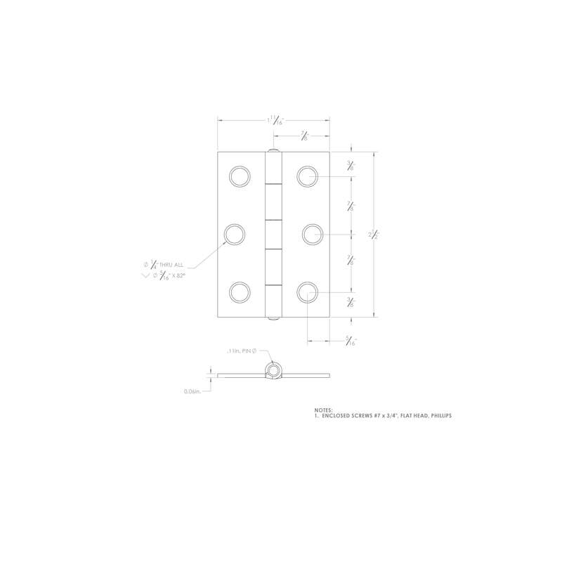 Ace 2-1/2 in. L Bright Brass Narrow Hinge 2 pk