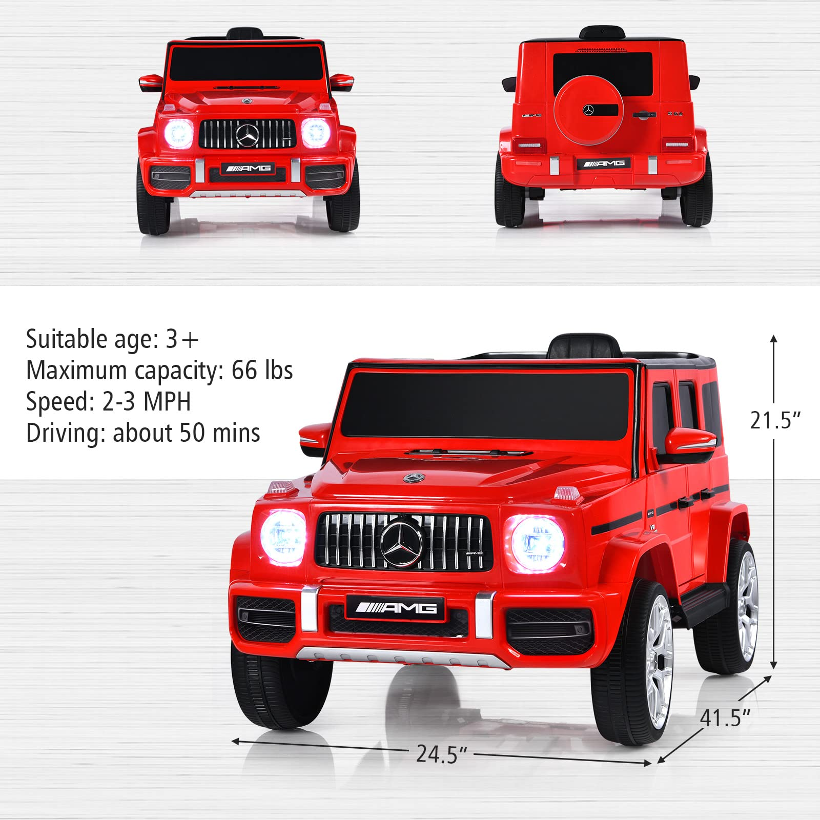 Costzon Ride on Car, 12V Licensed Mercedes-Benz G63 Battery Powered Vehicle w/ Remote Control