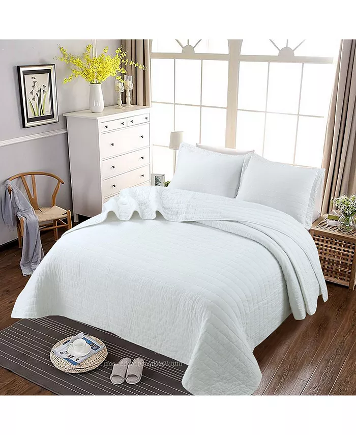 MarCielo 3 PCS 100% Cotton Oversized Bedspread Set Stitching