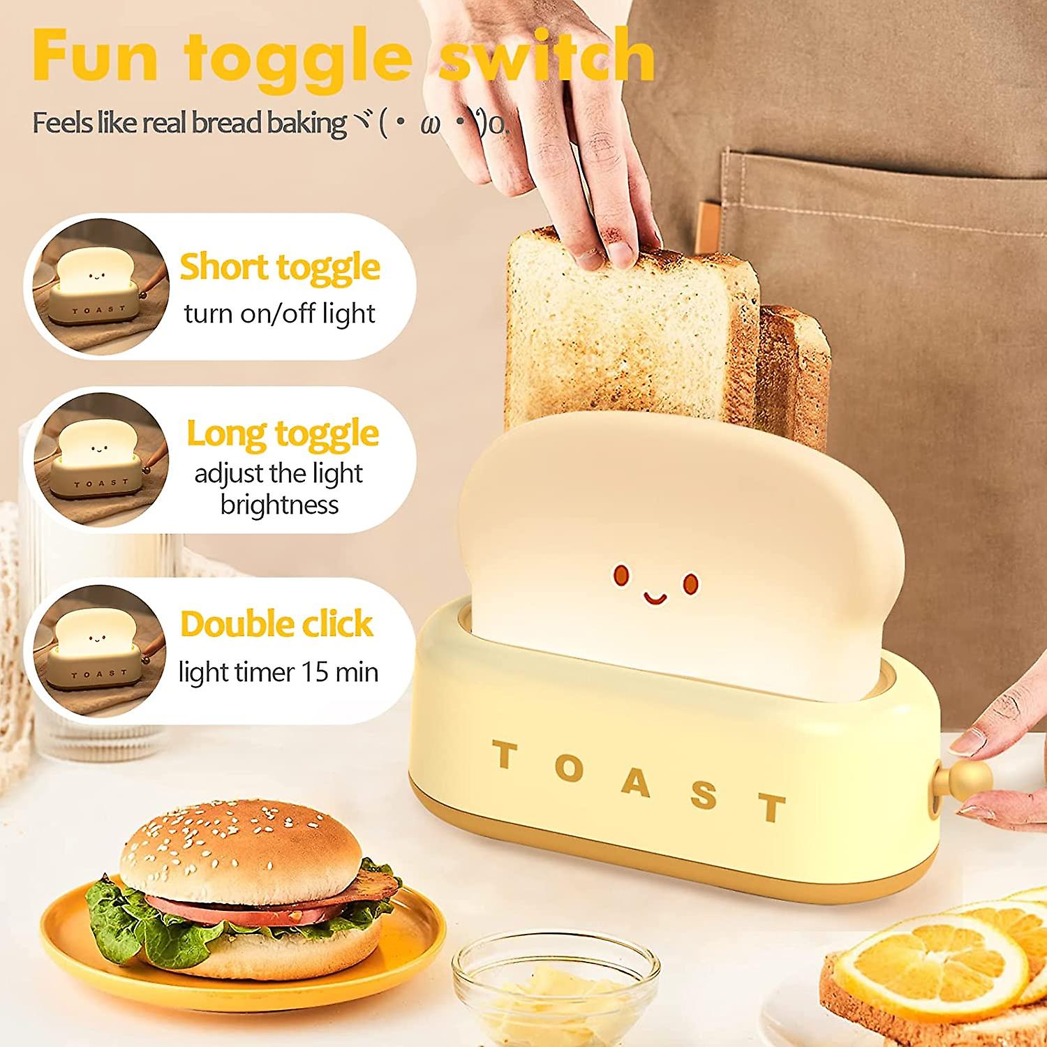 Small Table Lamp， Cute Toast Bread Led Bedroom Nightstand Light With Timer And Rechargeable， Cool Birthday Gift For Baby Kids Children Girls Boys. Apr