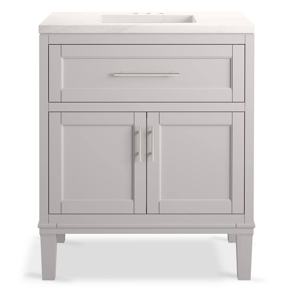 KOHLER Chesil 30 in. W x 18.89 in. D x 36.14 in. H Bathroom Vanity in Atmos Grey with Bianco Bella Top R35903-ASB-AGA