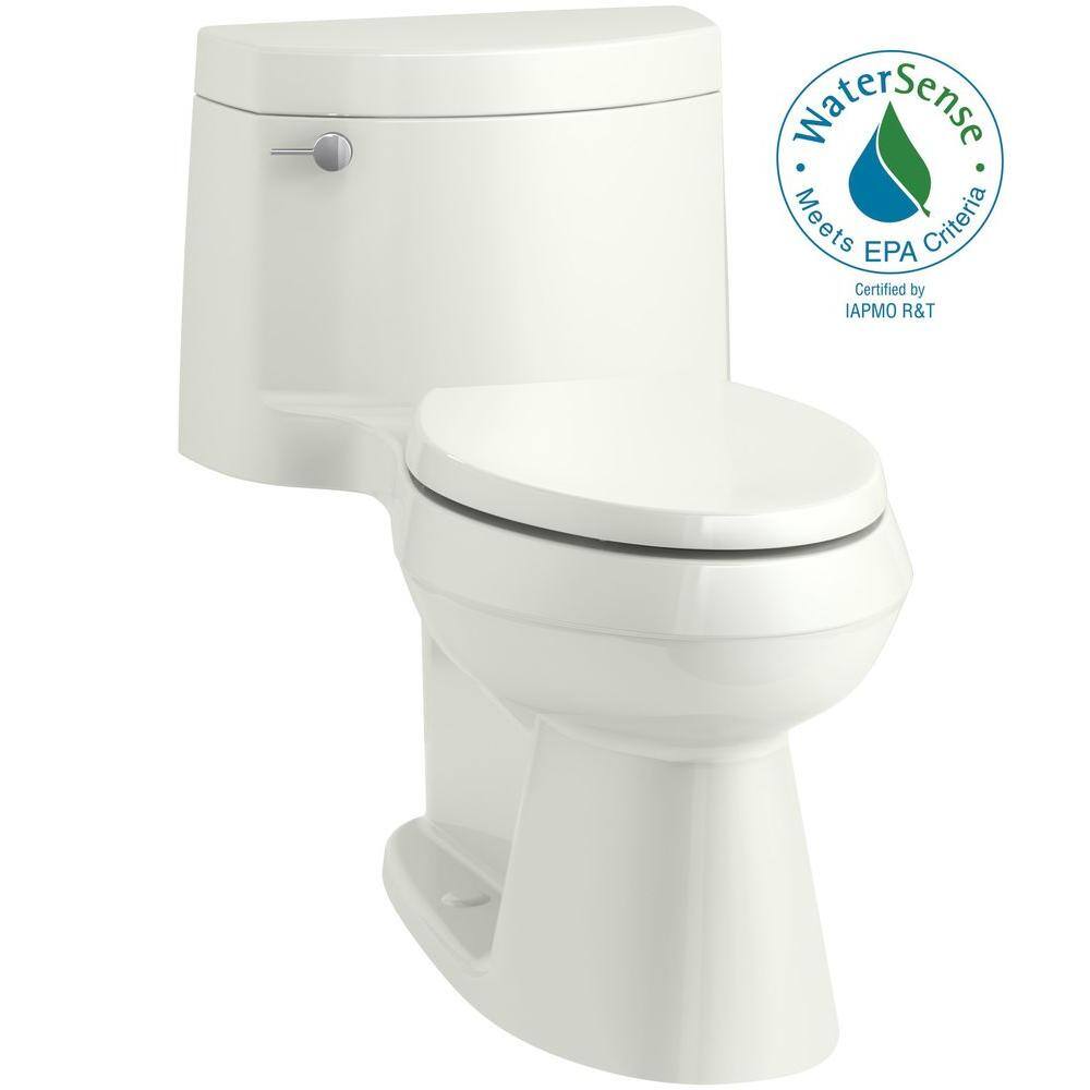 KOHLER Cimarron 1-piece 1.28 GPF Single Flush Elongated Toilet in Dune Seat Included K-3619-NY